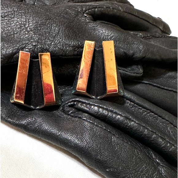 Vintage Signed Renoir Matisse Copper Earrings MCM,Modernist Historical Designs - Picture 2 of 7